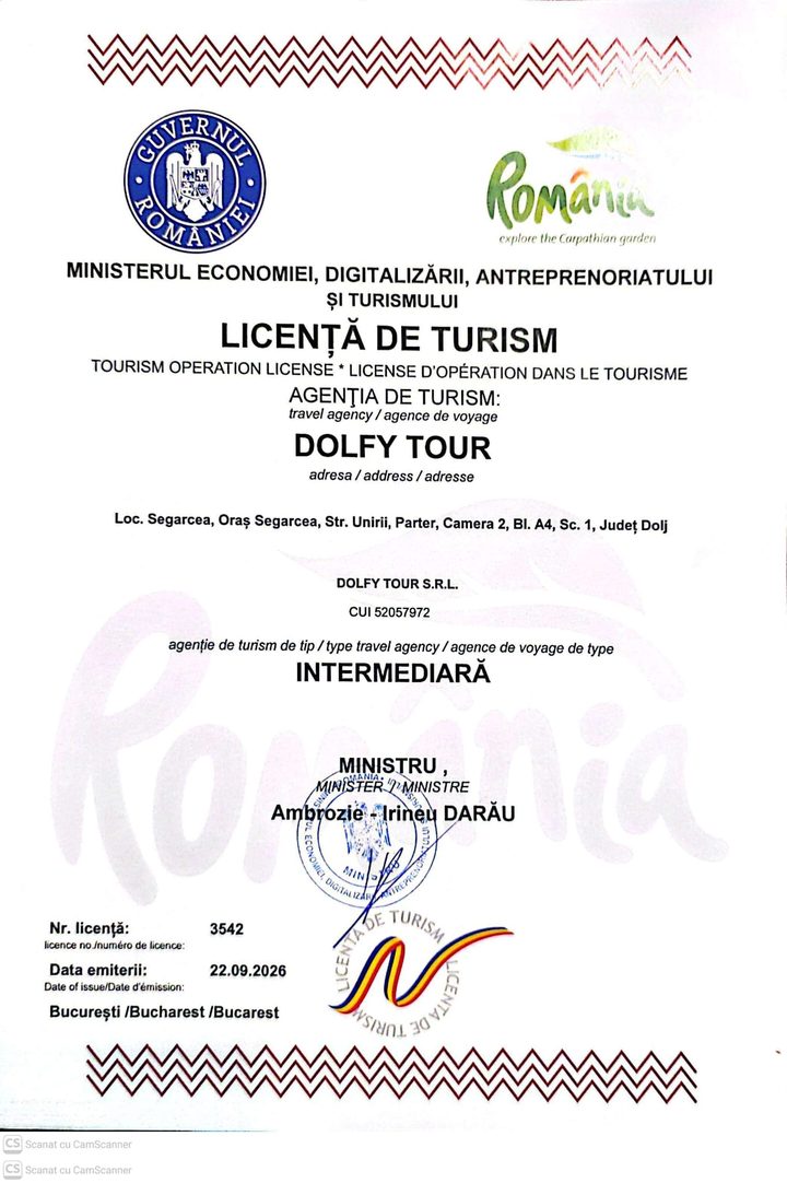 Licența de turism DOLFY TOUR
